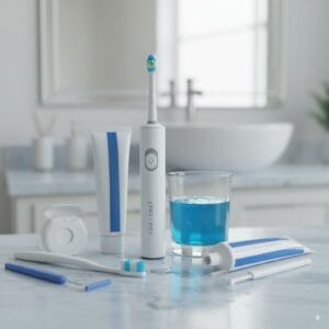 Cepillo y productos para higiene dental